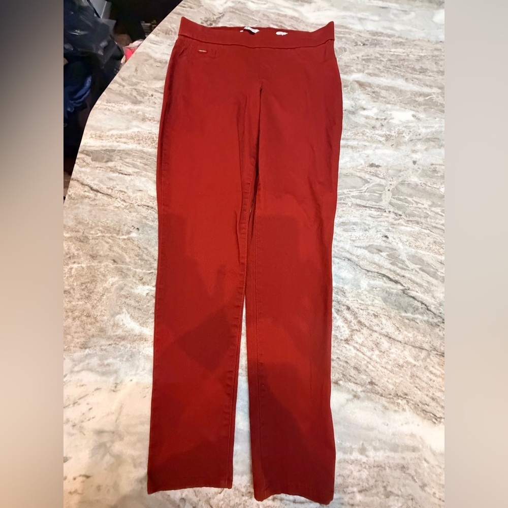 Nine West Jeans Heidi Pull On Skinny Red Pants Womens Size 10 Stretch Mid Rise